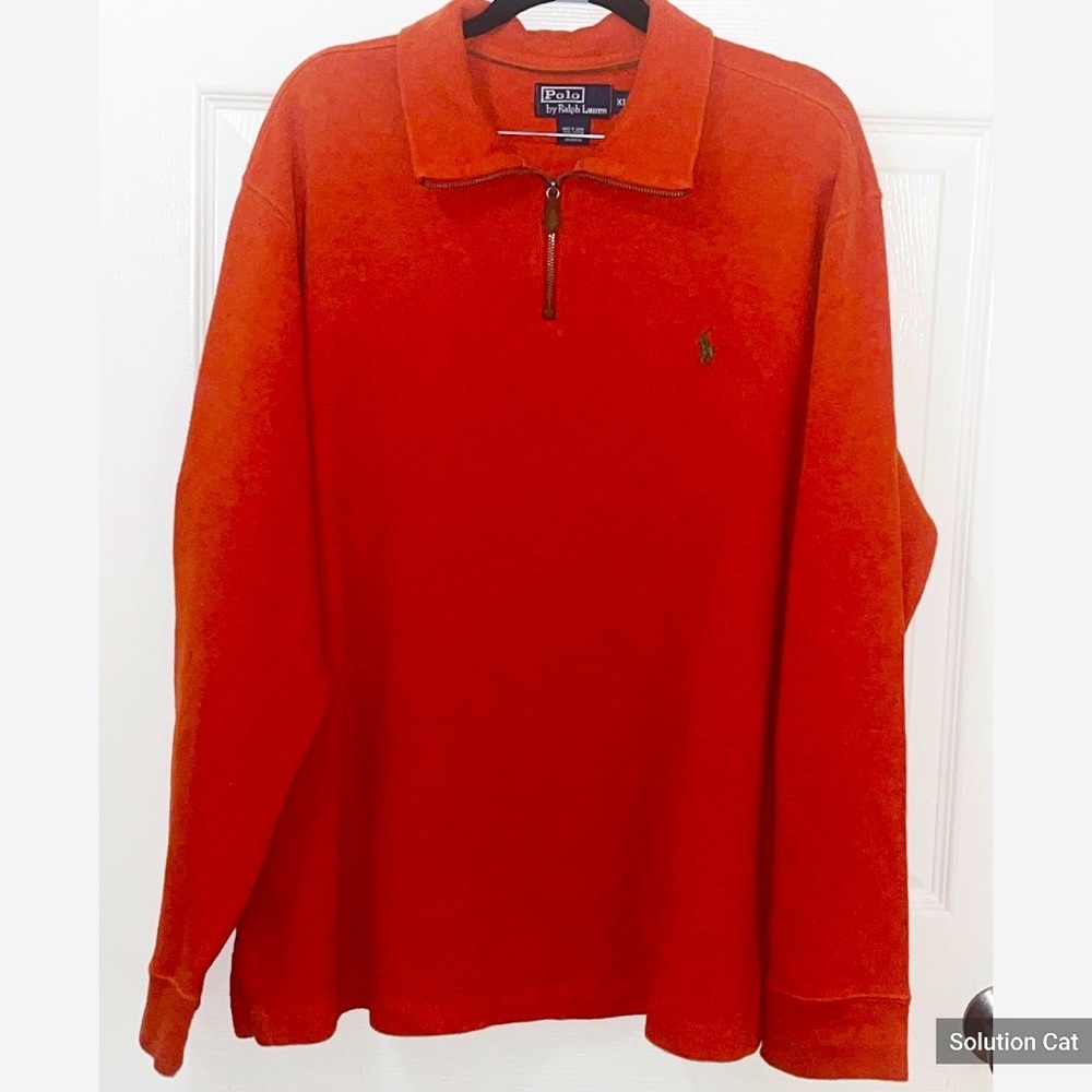 New Polo By Ralph Lauren Orange Men's 1/4 Zip Sweater Size Extra Large